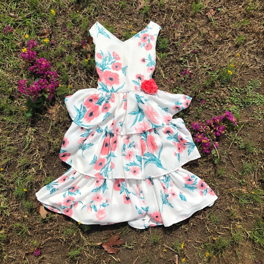Pippa and Julie White Flower Dress Girls Size 12